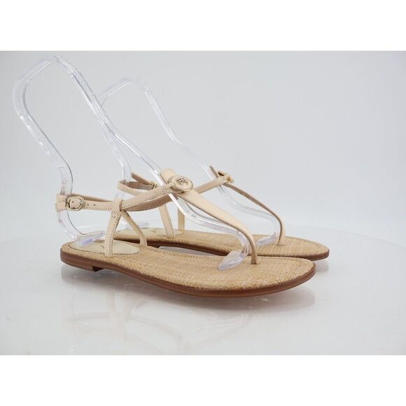 Sam Edelman Women Gigi Signet Slingback Thong Sandals Size 7.5 Beige Leather - Picture 1 of 13